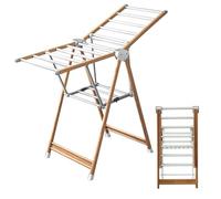 Genérico Tendedero Plegable para Ropa de Interior y Exterior. Tendedero Plegable con Acabado de Madera, tendedero Independiente de aleación de Aluminio, tendedero Plegable Grande con alas Ajustables