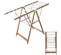 Genérico Tendedero Plegable para Ropa de Interior y Exterior. Tendedero Plegable con Acabado de Madera, tendedero Independiente de aleación de Aluminio, tendedero Plegable Grande con alas Ajustables