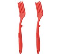Genérico Tenedor de Silicona Rojo para Servir Pasta y Mezclar Ensaladas, 2 Unidades Grandes Curva Elegante y Agarre Cómodo, Utensilios de Cocina Resistentes y Antiadherentes