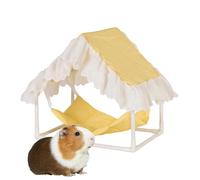 Genérico Tent Hammock Ferret Bed - Yellow Checkered Pattern Hamster House with Frame, Small Animal Resting Tent Design, Soft Fabric Construction Perfect For Cage Habitat Enclosure Home Bedroom Corner
