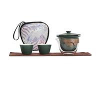 genérico Teteras de cerámica portátiles de Viaje Juego de té Kung Fu Taza rápida para Invitados Una Persona Una Tetera Dos Tazas Tazón de Vidrio Anti escaldado Juego de té de Porcelana Jue