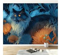 Genérico Textura De Gato De Fantasía Papel pintado impreso en 3D, 350 x 256 cm Pared Papel Pintado, Moderno Decoración de Paredes para salón Dormitorio Pasillo Comedor, Azul
