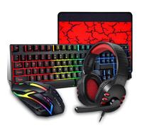 Genérico TF800 Combo de Juegos Cuatro Piezas Teclado 104 Teclas Luz respiratoria 4 Colores Auriculares Gaming 3 5mm Alfombrilla Antideslizante