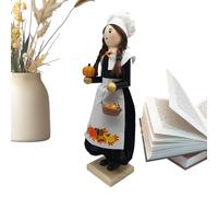 Genérico Thanksgiving Figures, Holiday Statue, Wood 3.94x3.35x14.17 Inches Thanksgiving Decorations for Fireplace Shelf Table Desk Bedroom Kitchen Living Room Party, Festive Home Decor Collectible