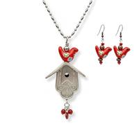 Genérico The 1925 Birdhouse Necklace,Handmade Vintage Birdhouse Shape Hollow Pendant,Bird House and Tiny Red Birds Pendant Chain Necklace,for Bird Lovers Jewelry Collectors Accessory
