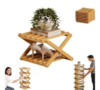 Genérico The 9-Tier No-Assembly Bamboo Rack, Vertical Shoe Organizer for Small Spaces, Foldable Space-Saving Organizer for Shoes, Books, Plants & Bathroom (Natural,2-Tier)