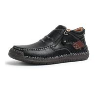 Genérico The First Young Driving Boots Men, New Men’s Handmade Premium Leather Slip-On Driving Boots Travel, for Outdoor,everyday life (Black,36.5)