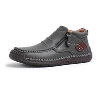 Genérico The First Young Driving Boots Men, New Men’s Handmade Premium Leather Slip-On Driving Boots Travel, for Outdoor,everyday life (Gray,32)