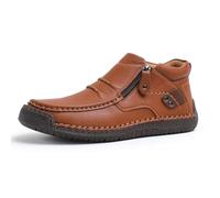 Genérico The First Young Driving Boots Men, New Men’s Handmade Premium Leather Slip-On Driving Boots Travel, for Outdoor,everyday life (Light Brown,32.5)