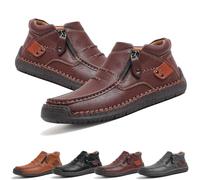 Genérico The First Young Driving Boots Men, Vintage Handmade Premium Leather Slip on Driving Boots Travel & Outdoor,Waterproof (Light Brown,41)