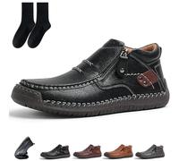 Genérico The First Young Shoes Men, Handmade Premium Leather Motorcycle Boots, Anti-Slip Rubber Outsole & Side Zipper for All-Day Comfort (Black,38)