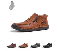 Genérico The First Young Shoes Men, Handmade Premium Leather Slip On Driving Boots, for Leisure,Walking, Office (Light Brown,40)