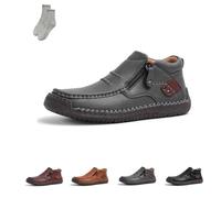 Genérico The First Young Shoes Men, Handmade Premium Leather Slip On Driving Boots, for Leisure,Walking, Office (Gray,40)