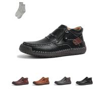 Genérico The First Young Shoes Men, Handmade Premium Leather Slip On Driving Boots, for Leisure,Walking, Office (Black,41)
