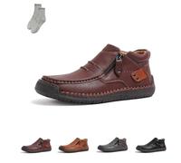 Genérico The First Young Shoes Men, Handmade Premium Leather Slip On Driving Boots, for Leisure,Walking, Office (Dark Brown,43)