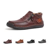 Genérico The First Young Shoes Men, Handmade Premium Leather Slip On Driving Boots, for Travel And Outdoors (Coffee,42)