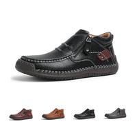 Genérico The First Young Shoes Men, Handmade Premium Leather Slip On Driving Boots, for Travel And Outdoors (Black,43)