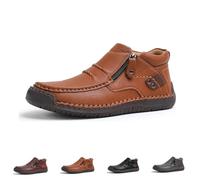Genérico The First Young Shoes Men, Handmade Premium Leather Slip On Driving Boots, for Travel And Outdoors (Brown,44)