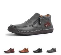 Genérico The First Young Shoes Men, Handmade Premium Leather Slip On Driving Boots, for Travel And Outdoors (Gray,42)