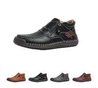Genérico The First Young Shoes Men, Handmade Premium Leather Slip on Driving Boots Travel & Outdoor (Black,45)