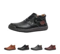 Genérico The First Young Shoes Men, Handmade Premium Leather Slip on Driving Boots Travel & Outdoor (Black,41)