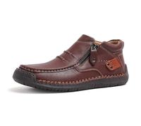 Genérico The First Young Shoes Men, Handmade Premium Leather Slip on Driving Boots Travel & Outdoor (Brown,43)