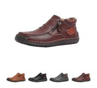 Genérico The First Young Shoes Men, Handmade Premium Leather Slip on Driving Boots Travel & Outdoor (Dark brown,40)