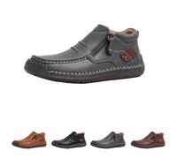 Genérico The First Young Shoes Men, Handmade Premium Leather Slip on Driving Boots Travel & Outdoor (Grey,46)