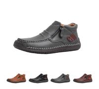Genérico The First Young Shoes Men, Handmade Premium Leather Slip on Driving Boots Travel & Outdoor (Grey,41)