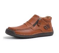 Genérico The First Young Shoes Men, Handmade Premium Leather Slip on Driving Boots Travel & Outdoor (Light Brown,43)