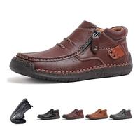Genérico The First Young Shoes Men, Men’s Handmade Premium Leather Slip-On Driving Boots for Travel & Outdoors (Red,40)