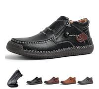Genérico The First Young Shoes Men, Men’s Handmade Premium Leather Slip-On Driving Boots for Travel & Outdoors (Black,46)
