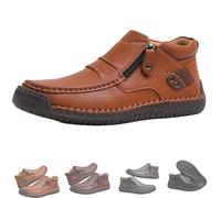 Genérico The First Young Shoes Men, The First Young Driving Boots Men, Men’s Handmade Premium Leather Slip-On Driving Boots (39,Light brown)