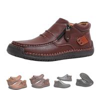 Genérico The First Young Shoes Men, The First Young Driving Boots Men, Men’s Handmade Premium Leather Slip-On Driving Boots (33 2/3,Dark brown)
