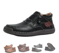 Genérico The First Young Shoes Men, The First Young Driving Boots Men, Men’s Handmade Premium Leather Slip-On Driving Boots (33 1/3,Black)
