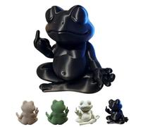 Genérico The Meditative Frog Menace 3D Printed Sculpture,Humorous Funny Zen Frog Statue,Middle Finger Meditating Yoga Frogs Figurines,for Home Office Desk Shelf Garden Decoration