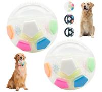 Genérico The Mellow Dog Calming Ball, Interactive Toss and Fetch Play, Rubber with Handle Dog Toy, Handheld Squeaky Toys Round Interactive, for Water Play, Training & Outdoor Games (White-2PCS)