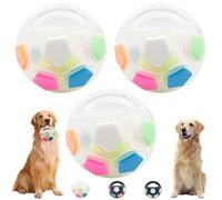Genérico The Mellow Dog Calming Ball, Interactive Toss and Fetch Play, Rubber with Handle Dog Toy, Handheld Squeaky Toys Round Interactive, for Water Play, Training & Outdoor Games (White-3PCS)