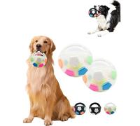 Genérico The Mellow Dog Calming Ball with Handle, Calming Dog Toy, Interactive Football Shape Do-g Toym, Rubber Material, Squeaky, for Training & Outdoor Games (Transparent*2)