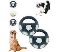 Genérico The Mellow Dog Calming Ball with Handle, Calming Dog Toy, Interactive Football Shape Do-g Toym, Rubber Material, Squeaky, for Training & Outdoor Games (Black-B*2)