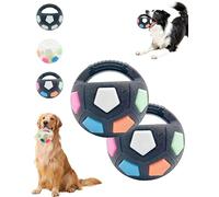 Genérico The Mellow Dog Calming Ball with Handle, Calming Dog Toy, Interactive Football Shape Do-g Toym, Rubber Material, Squeaky, for Training & Outdoor Games (Black-A*2)
