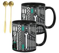 Genérico The Ultimate Mechanic'S Toolbox Mug, 11oz Ceramic Mechanic Toolbox Coffee Cup, Realistic Tool Details & Comfortable Handle, for Birthday Christmas Thanksgiving Anniversary (#B,2PCS)