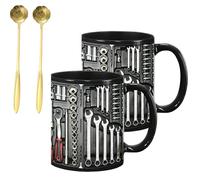 Genérico The Ultimate Mechanic'S Toolbox Mug, 11oz Ceramic Mechanic Toolbox Coffee Cup, Realistic Tool Details & Comfortable Handle, for Birthday Christmas Thanksgiving Anniversary (#A,2PCS)