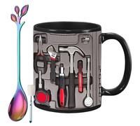 Genérico The Ultimate Mechanic's Toolbox Mug, 11oz Ceramic Mechanic Toolbox Coffee Cup with Spoon, Realistic Tool Pattern Design and Ergonomic Handle, Ideal Gift for Dad Husband on Birthday (#G)