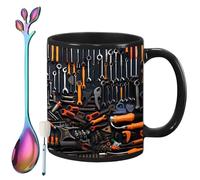 Genérico The Ultimate Mechanic's Toolbox Mug, 11oz Ceramic Mechanic Toolbox Coffee Cup with Spoon, Realistic Tool Pattern Design and Ergonomic Handle, Ideal Gift for Dad Husband on Birthday (#F)