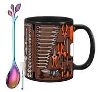 Genérico The Ultimate Mechanic's Toolbox Mug, 11oz Ceramic Mechanic Toolbox Coffee Cup with Spoon, Realistic Tool Pattern Design and Ergonomic Handle, Ideal Gift for Dad Husband on Birthday (#H)