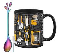 Genérico The Ultimate Mechanic's Toolbox Mug, 11oz Ceramic Mechanic Toolbox Coffee Cup with Spoon, Realistic Tool Pattern Design and Ergonomic Handle, Ideal Gift for Dad Husband on Birthday (#J)