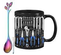 Genérico The Ultimate Mechanic's Toolbox Mug, 11oz Ceramic Mechanic Toolbox Coffee Cup with Spoon, Realistic Tool Pattern Design and Ergonomic Handle, Ideal Gift for Dad Husband on Birthday (#E)