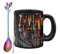 Genérico The Ultimate Mechanic's Toolbox Mug, 11oz Ceramic Mechanic Toolbox Coffee Cup with Spoon, Realistic Tool Pattern Design and Ergonomic Handle, Ideal Gift for Dad Husband on Birthday (#B)