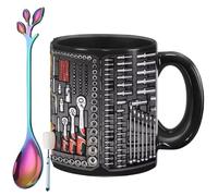 Genérico The Ultimate Mechanic's Toolbox Mug, 11oz Ceramic Mechanic Toolbox Coffee Cup with Spoon, Realistic Tool Pattern Design and Ergonomic Handle, Ideal Gift for Dad Husband on Birthday (#A)